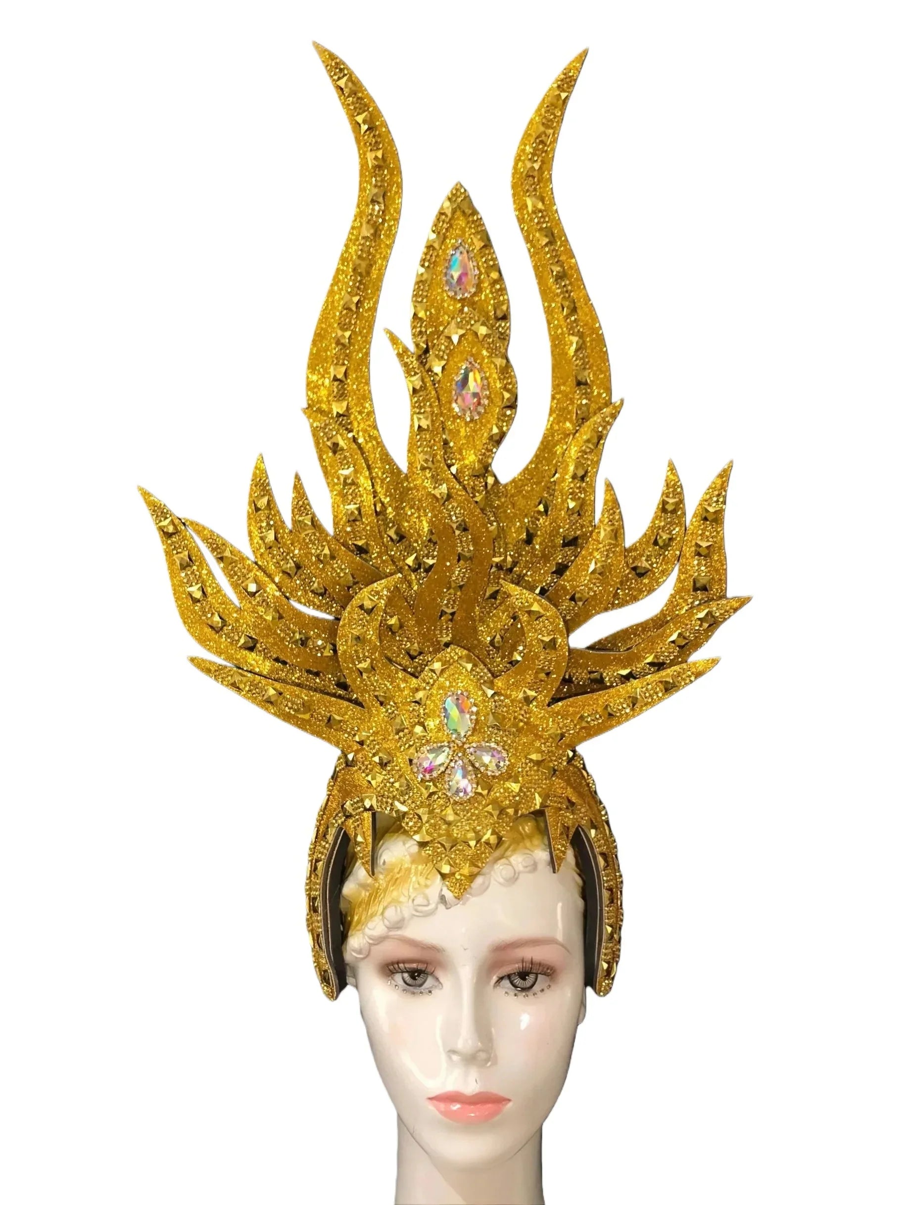 Brazil Rio Spanish Cuba Santiago Havana Venice Dionysia carnival Float Mask dress masque ball costume samba Golden Crown | Headpiece | Wiccan Center