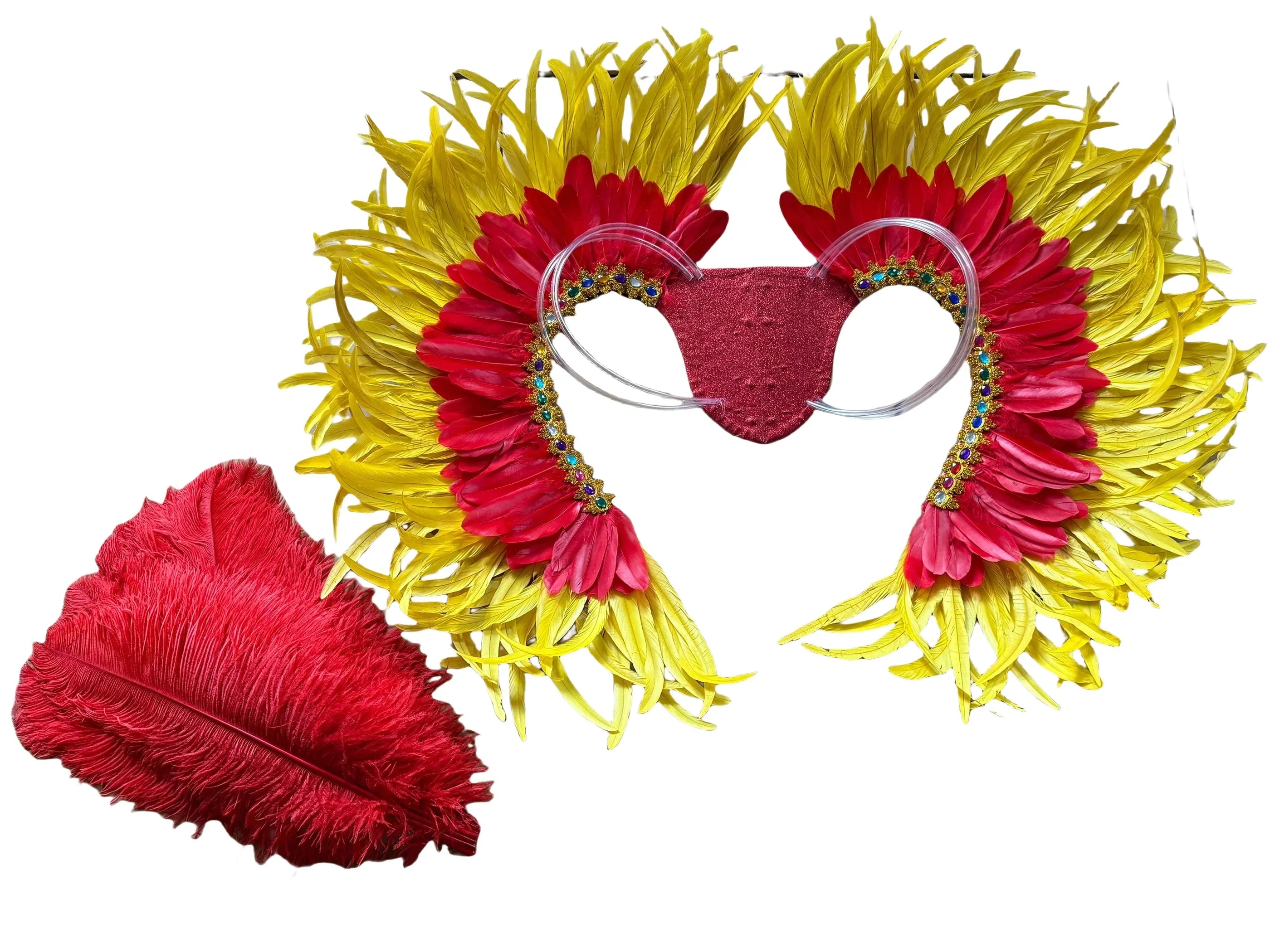 Two-Tone Feather Wing Backpiece Stage Costume Accessory | Back Pieces | Wiccan Center