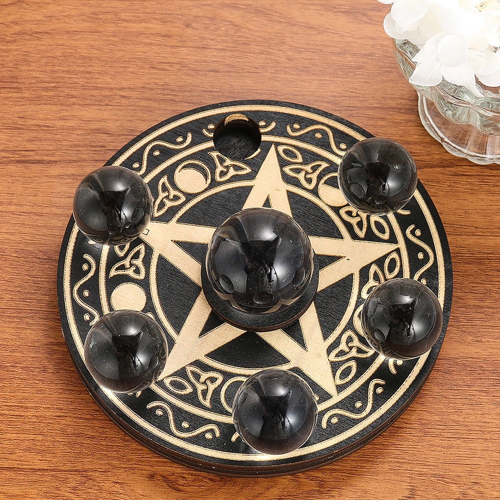 Pentacle Crystal Ball & Candle Holder | Candle Holders | Wiccan Center