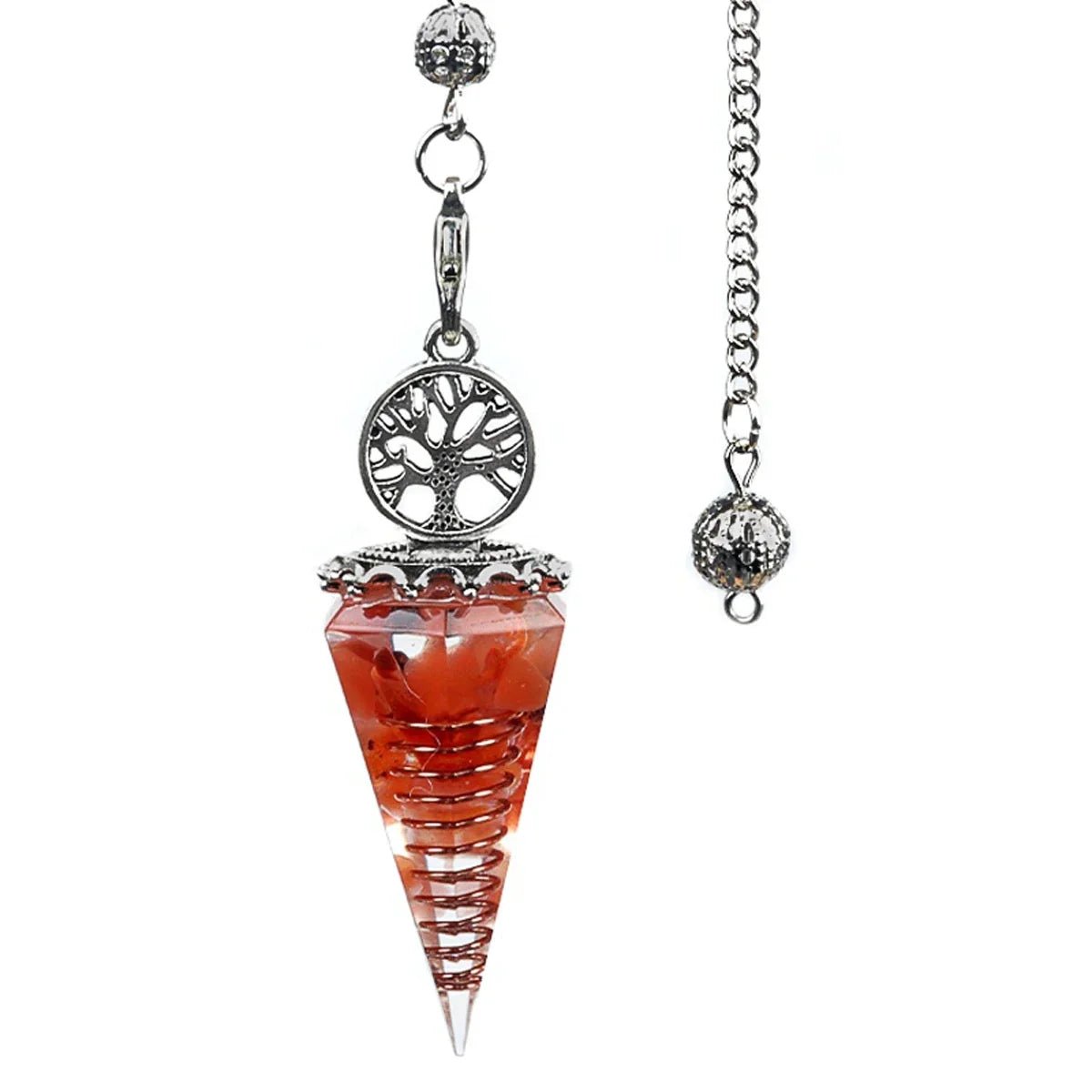 20x52mm Natural Stone Pendulum Necklaces Tree of Life Hexagonal Cone Crushed Stone Amethysts Chakra Pendant Jewelry Accessories