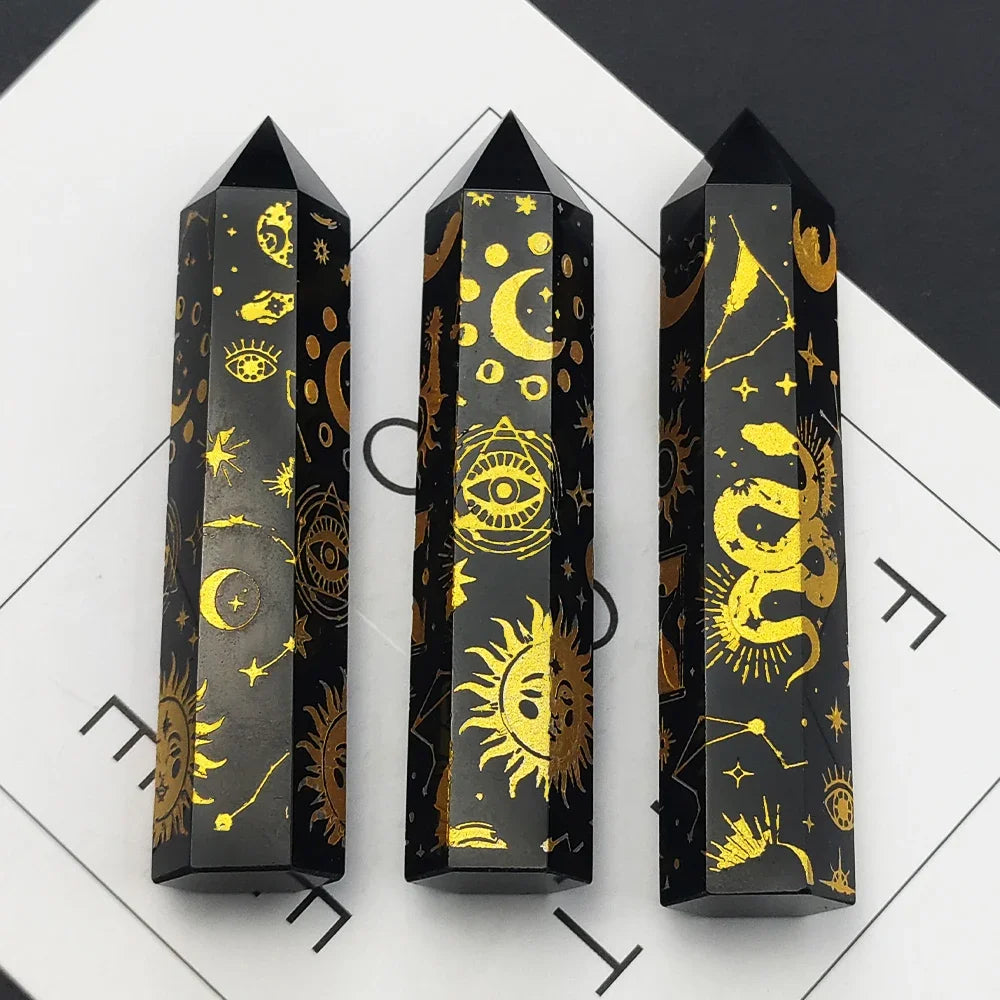 Snake, Sun, Moon, Star Crystal Tower Obelisks | Crystals | Wiccan Center