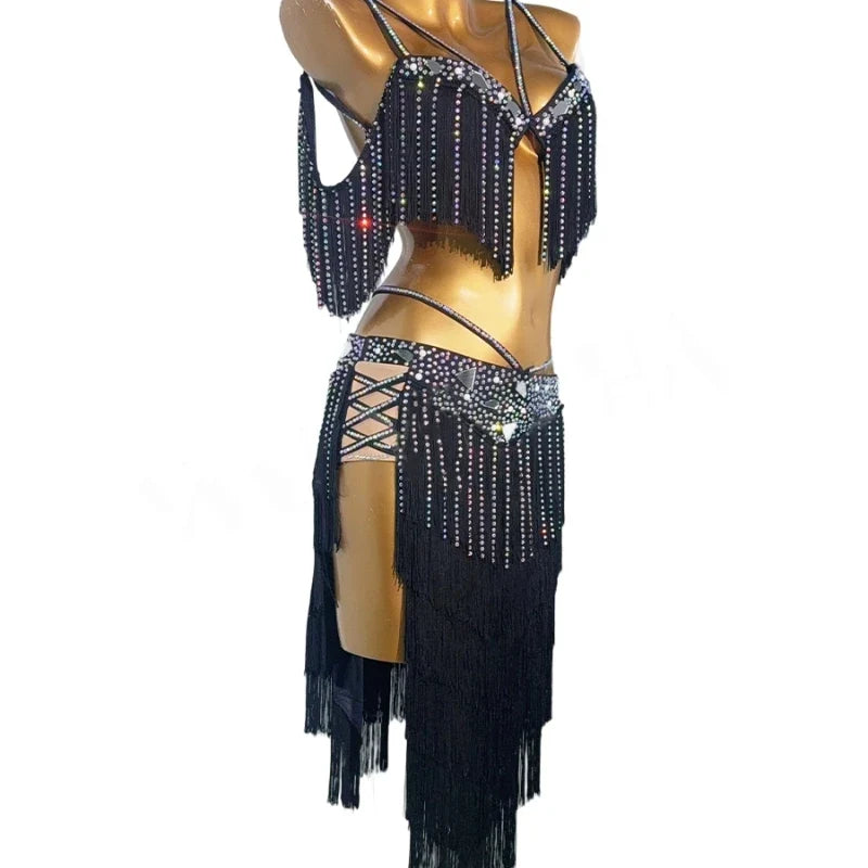 Luxury Tassel Top & Skirt Belly Dance Performance Set | Costume Sets | Wiccan Center