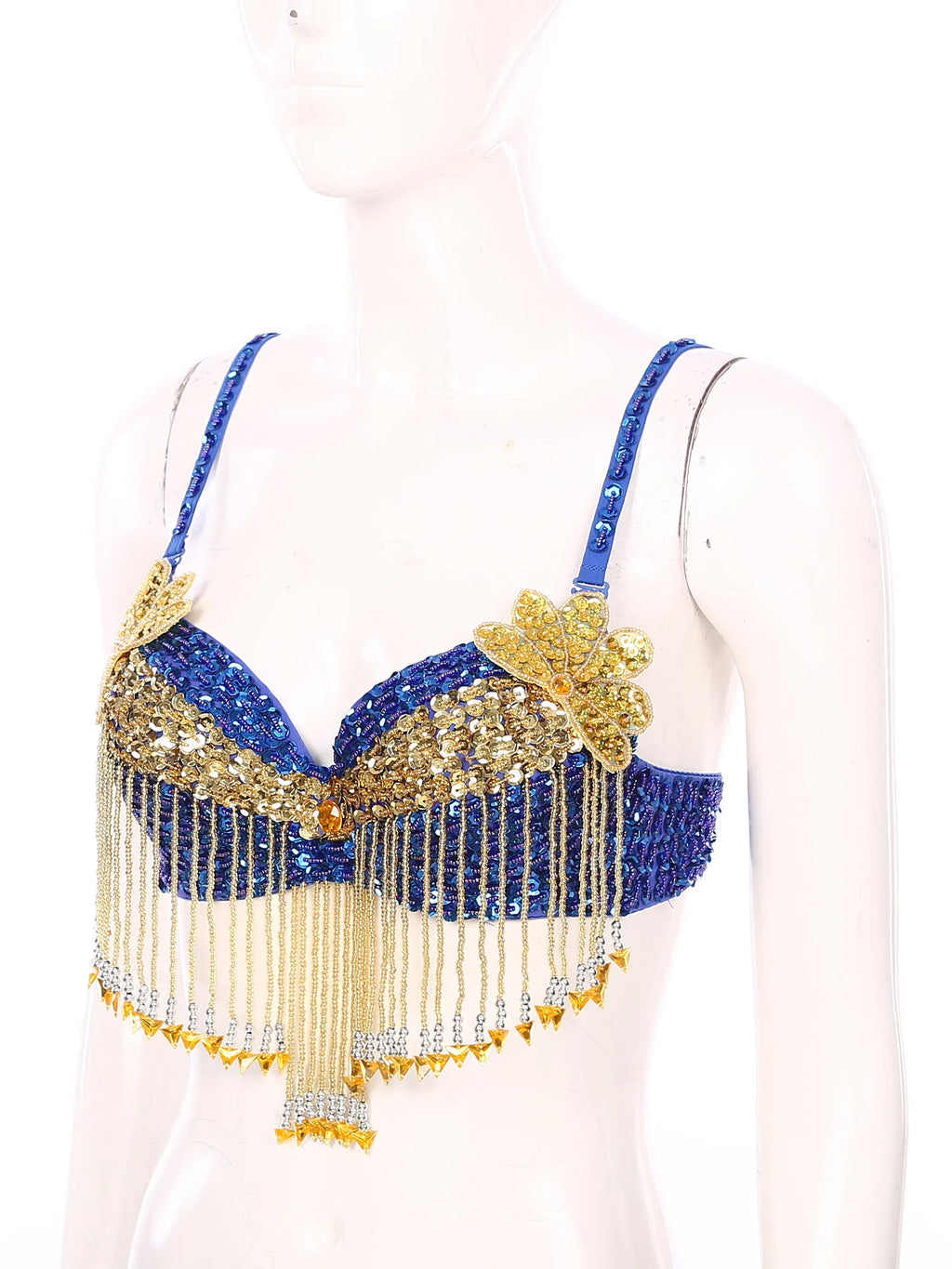 Sparkly Floral Beaded Sequin Belly Dance Bra & Tassel Performance Top | Costume Tops | Wiccan Center