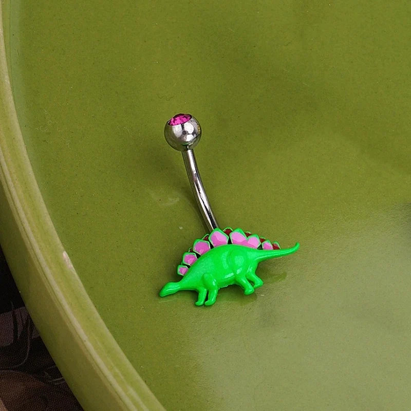 Sweet Dinosaur Navel Ring Zircon Heart Strawberry Belly Button Ring For Women Body Piercing Decor Vacation Leisure Beach Jewelry | | Wiccan Center