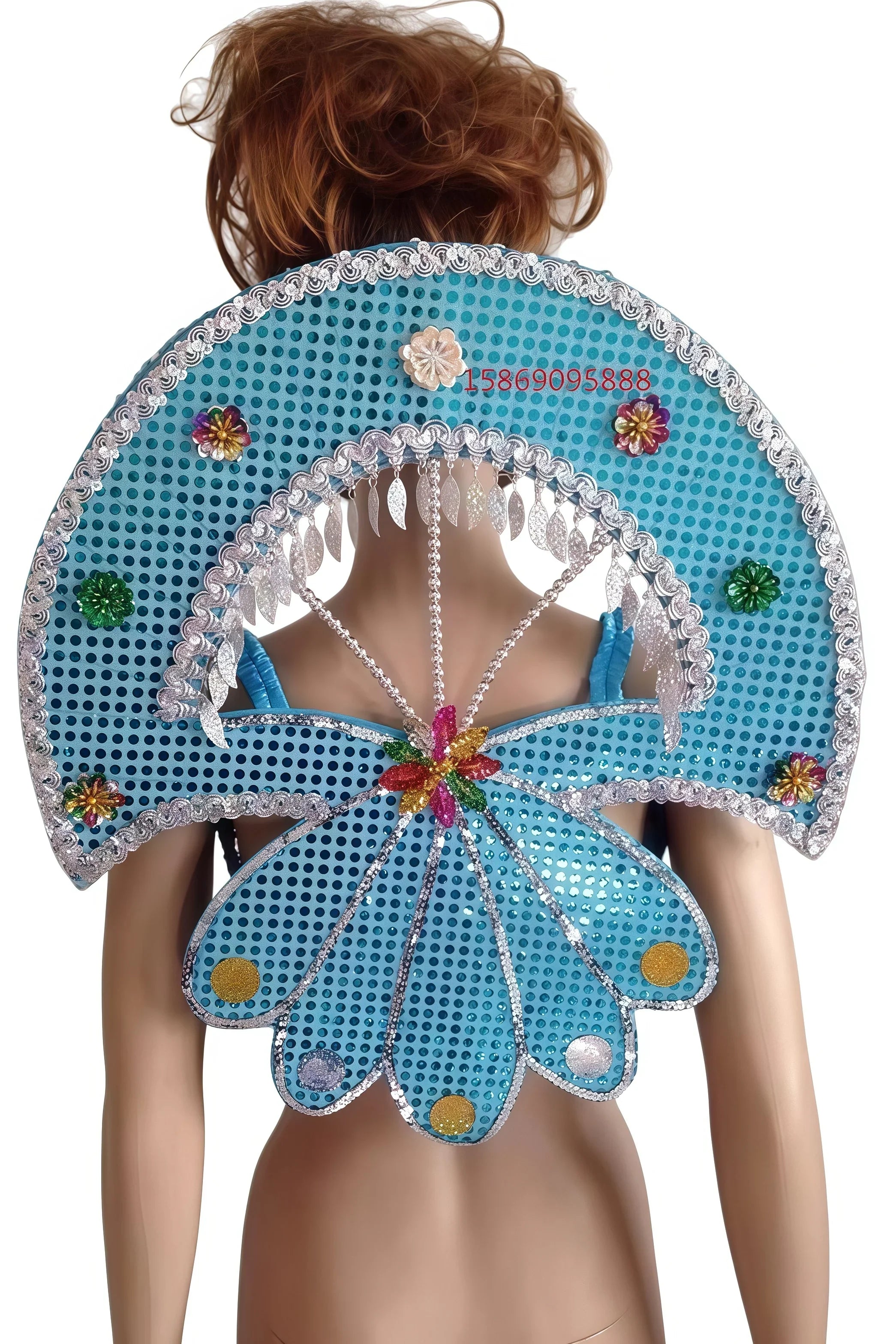 Sequined Butterfly-Style Costume Backpiece with Draped Chain | Back Pieces | Wiccan Center