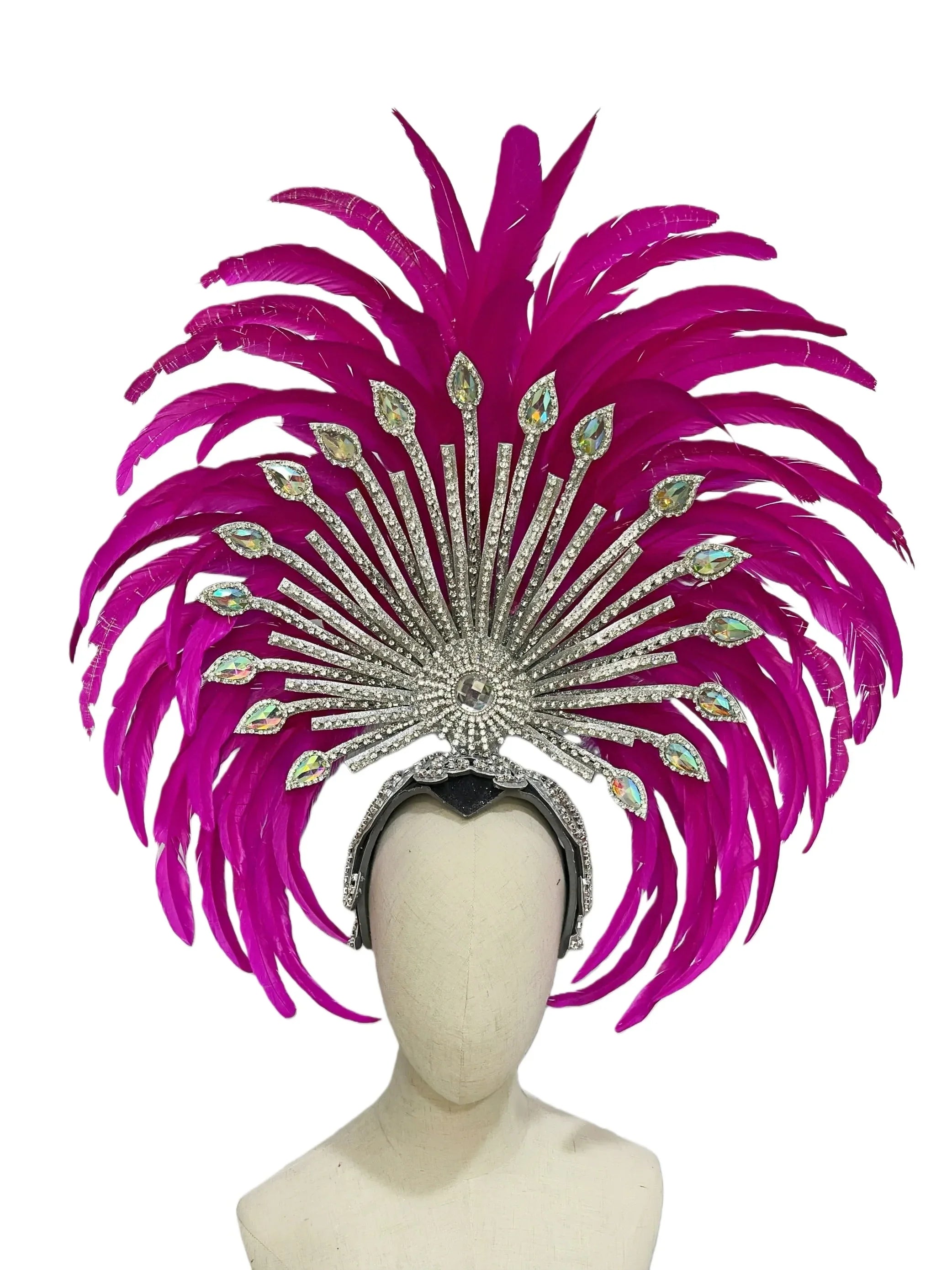 The Stardust Mirage – Premium Royal Blue & Rose Pink Feather Samba Headdress