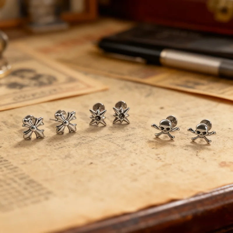 G23 Titanium Cross Lip Piercing 16G Gothic Skull Labret Tragus Helix Cartilage Nose Jewelry Body Piercing Accessory | | Wiccan Center