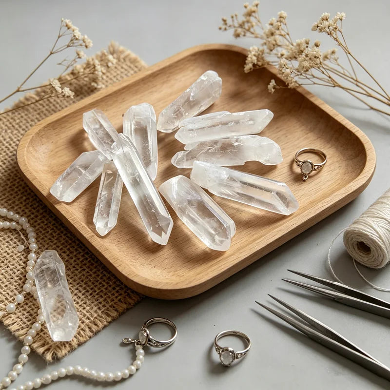 Natural White Crystal Quartz Column Rock Crystal Cluster Clear Quartz Point Healing Wand Treatment Home Decoration Stone