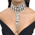 Long Geometric Crystal Rhinestone Choker Crystal Drop