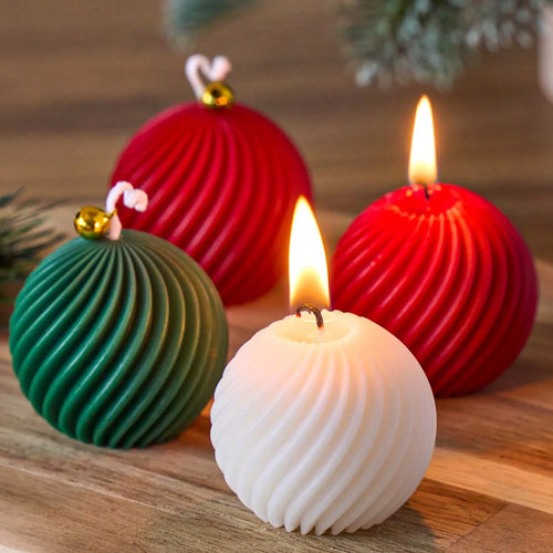 3D Rotate Ball Silicone Candle Mold Winter Christmas Souvenirs DIY Stripes Aromath Soap Resin Plaster Crafts Making Home Decor | | Wiccan Center