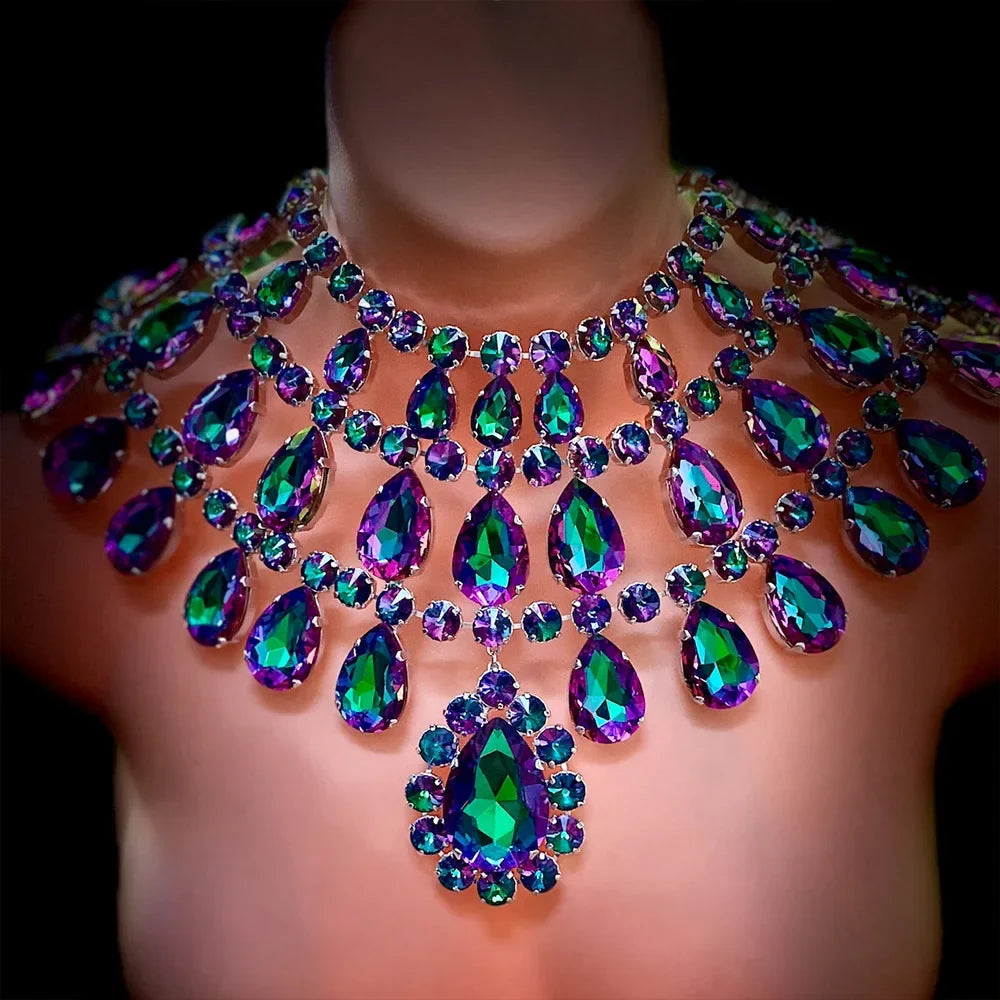 Multicolored Rhinestone Statement Crystal Drop