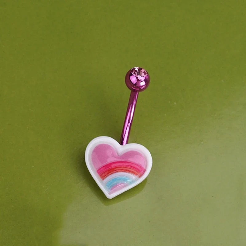 Sweet Dinosaur Navel Ring Zircon Heart Strawberry Belly Button Ring For Women Body Piercing Decor Vacation Leisure Beach Jewelry | | Wiccan Center