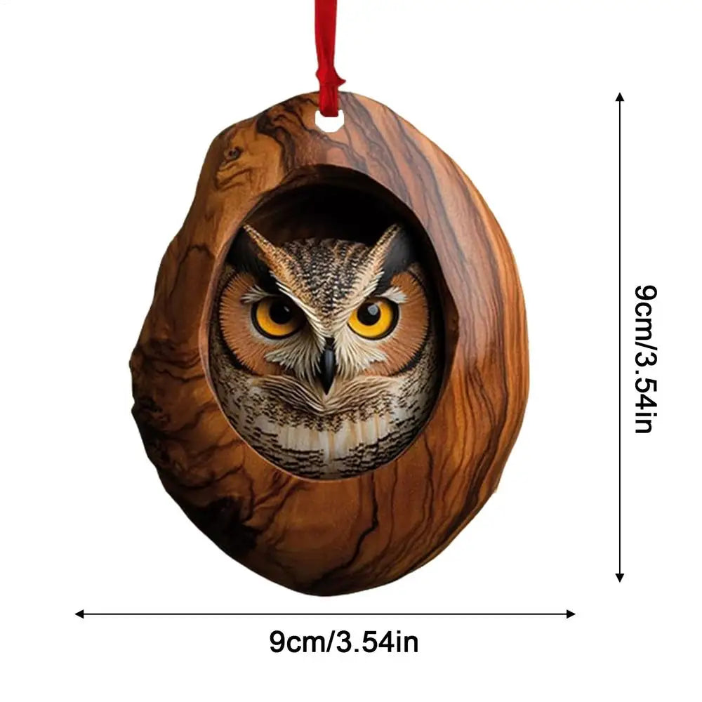 2024 Animal Christmas Ornaments 2D Cute Acrylic Raccoon Cat Owl Squirrel Animal Pendant for Christmas Tree Decoration