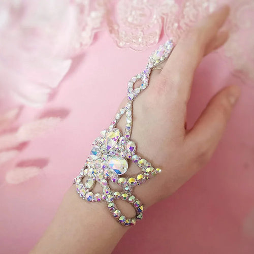 AB Rhinestone Hand Chain Cuff | Bracelets | Wiccan Center