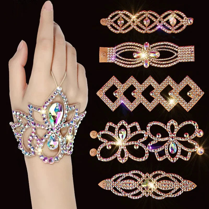 Dazzling Crystal Belly Dance Cuff Bracelet & Ring Hand Harness Jewelry | Bracelets | Wiccan Center