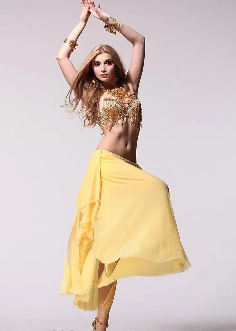 The Stardust Prism Sirena – Deluxe Beaded & Sequined Tassel Belly Dance Bra Top | Costume Tops | Wiccan Center