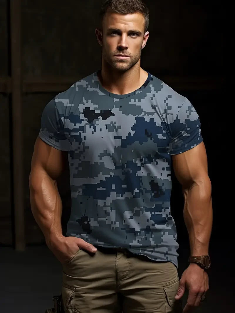 3D Camouflage T-Shirt Men Clothes Outdoor Fashion Casual O Neck Short Sleeve Summer Street Oversized Men Sport ventilate T Shirt