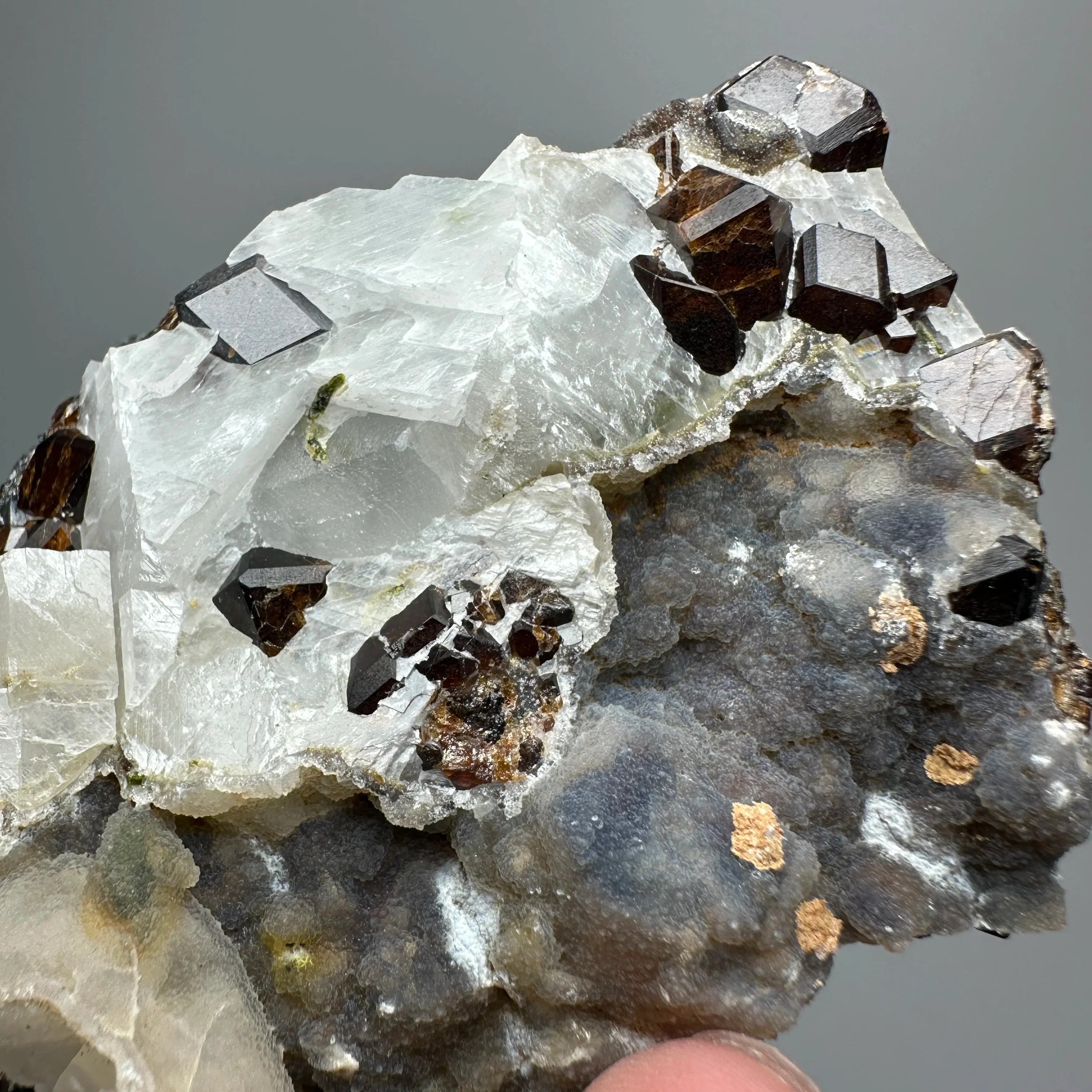 Natural Dark Brown Andradite Garnet Cluster Raw Crystal Mineral Specimen Calcite Matrix Healing Stone Home Decoration