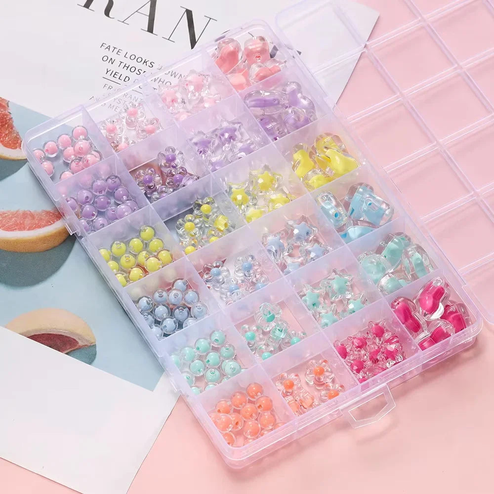 174pcs/Box Heart Acrylic Beads Flower Round Spacer Loose Beads Kits for Bracelet Keychain Jewelry Making Accessories | | Wiccan Center