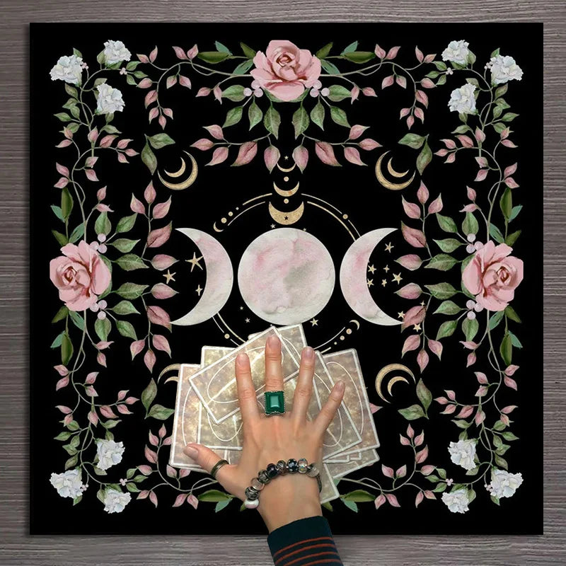 Cottagecore Triple Moon Altar Cloth | Altar Cloth | Wiccan Center