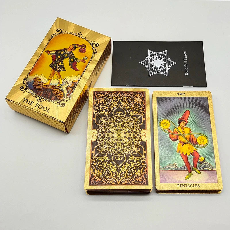 New Version Plastic Tarot Rider Waite Waterproof Gold Foil Tarot Deck With Nice PVC Package Prediction Cards Game | | Wiccan Center