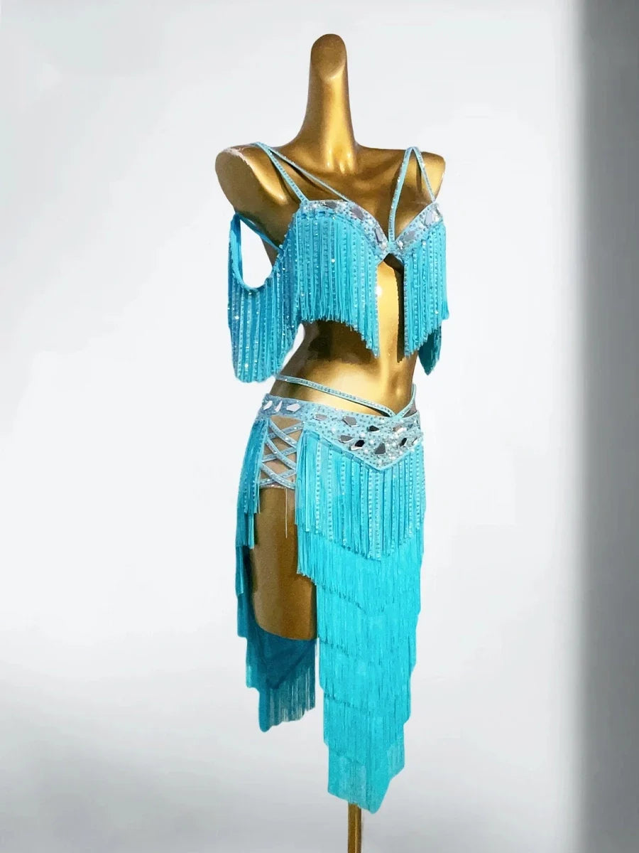 Luxury Tassel Top & Skirt Belly Dance Performance Set | Costume Sets | Wiccan Center
