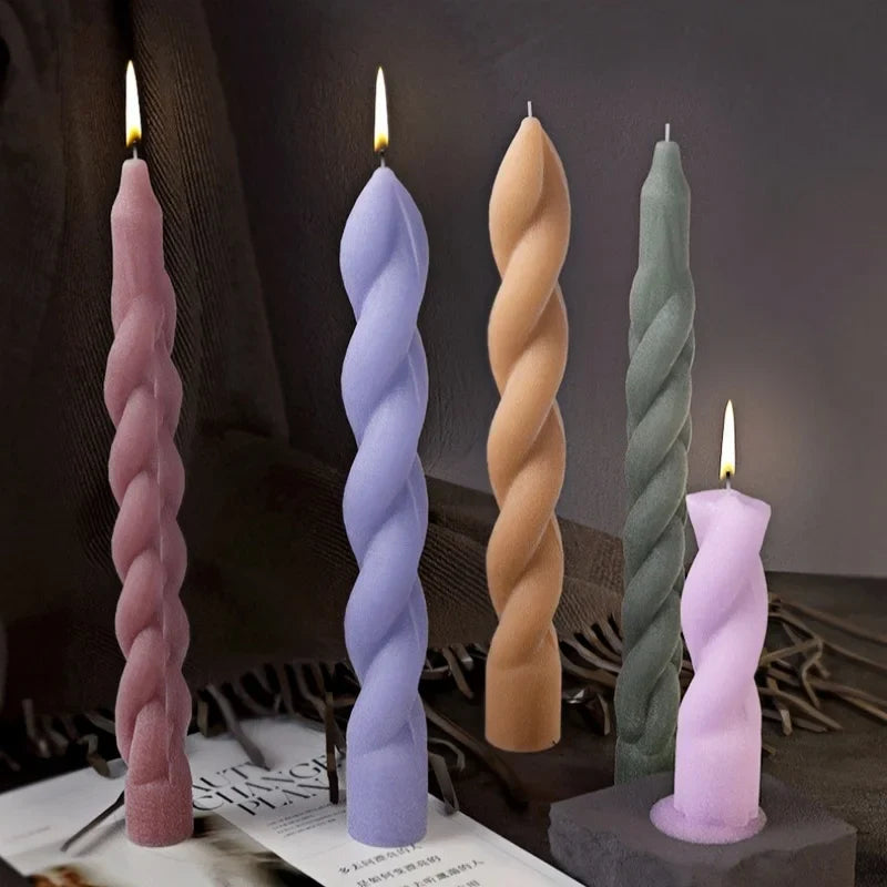 Geometric Spiral Candle Silicone Mold DIY Twisted Rod Wax Rod Silicone Mold Home Decor Tools Geometric Candle Making Supplies