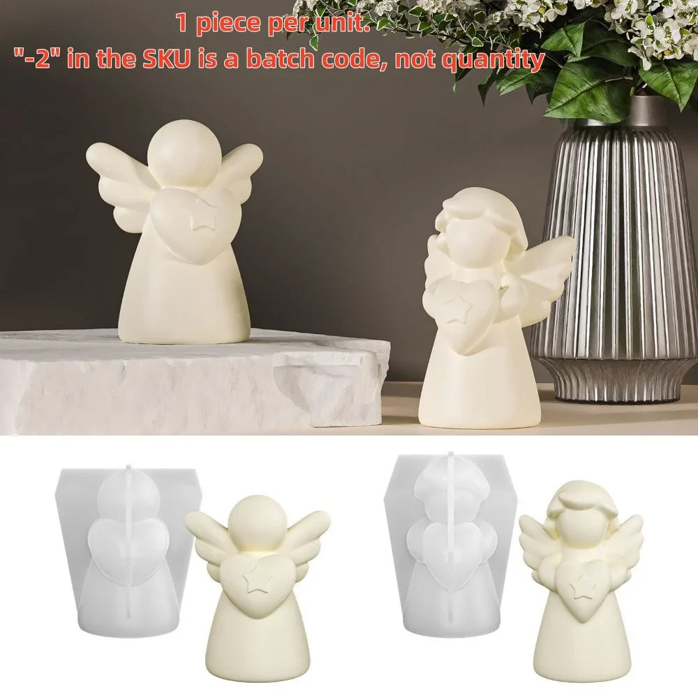1pcs  Heart Wings Angel Silicone Mold DIY Human Sculpture Candle Gypsum Resin Mould Home Decor Birthday Gift