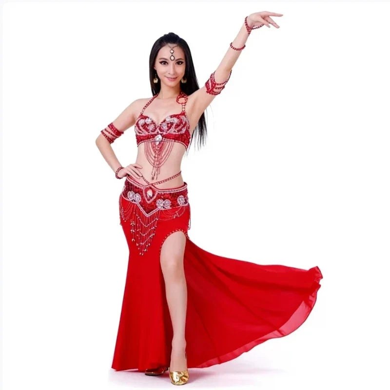 Dazzling Beaded Belly Dance Bra & Belt 2-Piece Costume Outfit Set | Costume Sets | Wiccan Center