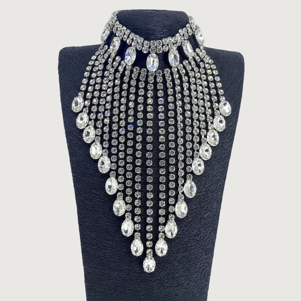 Rhinestone Tassel Fringe Necklace