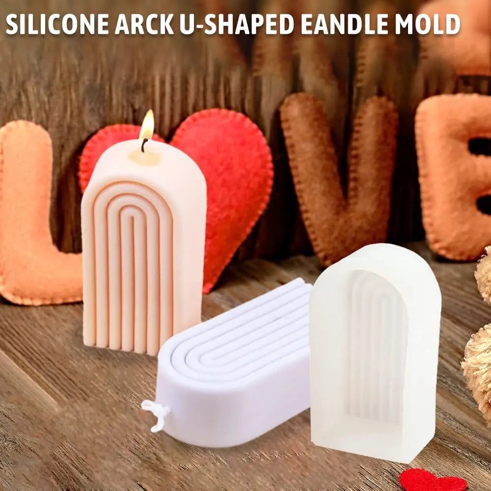 Rainbow Arch Candle Mold, Striped U-Shaped Silicone Mold, Abstract Architectural Resin Moulds for Soap Tray, Handmade Candle 1pc