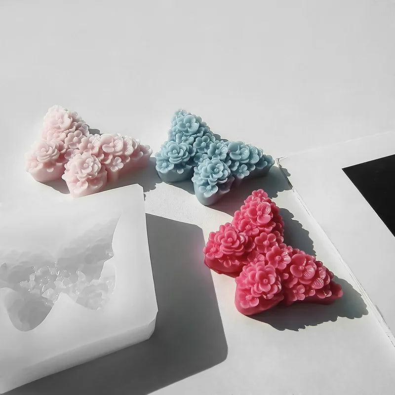 Rose Butterfly Candle Silicone Mold DIY Flower Soap Making Tool Resin Chocolate Mold Valentine Birthday Gift Craft Home Decor