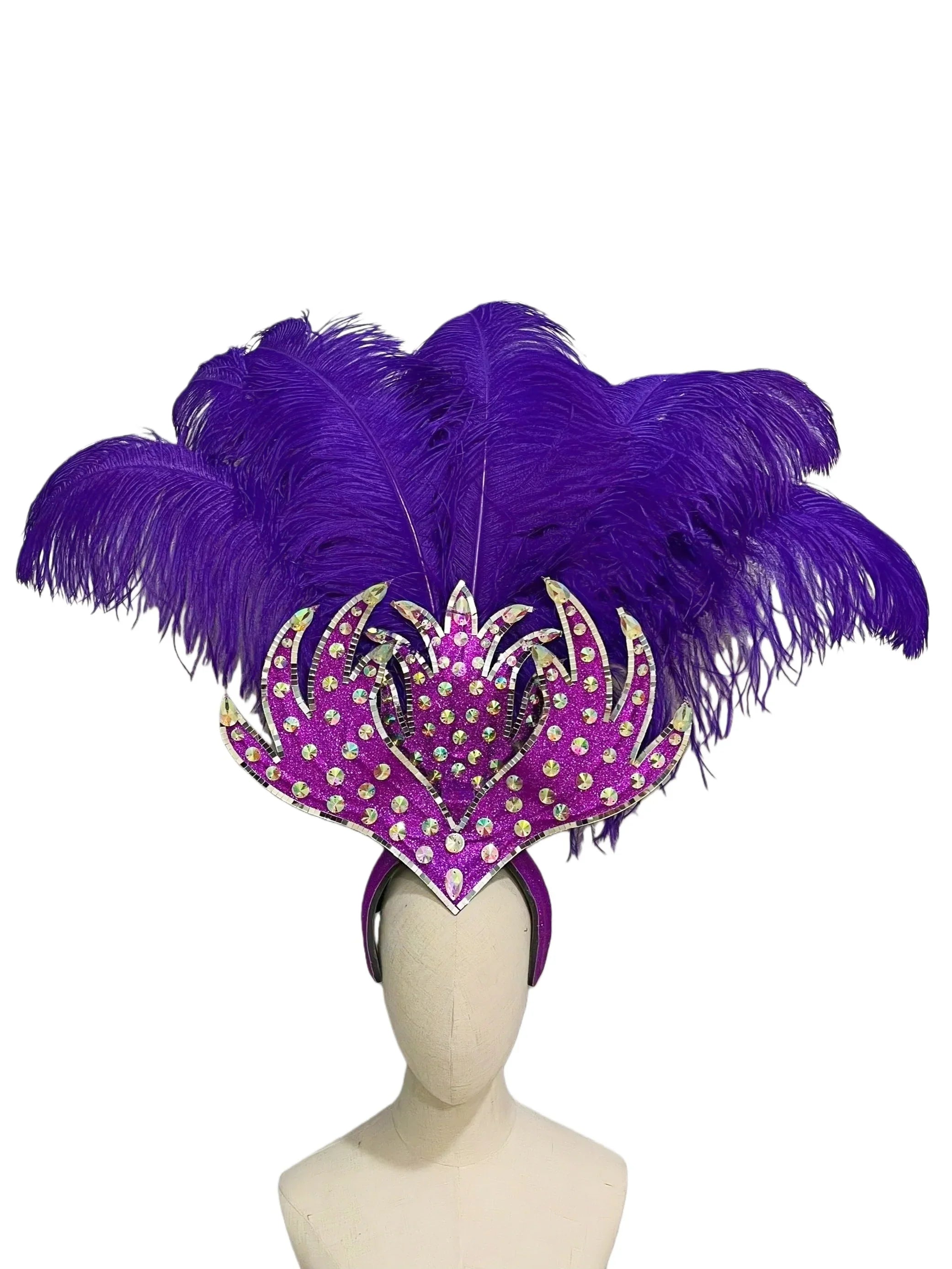 The Stardust Sovereign – Majestic Feathered Samba Carnival Headdress | Headdress | Wiccan Center