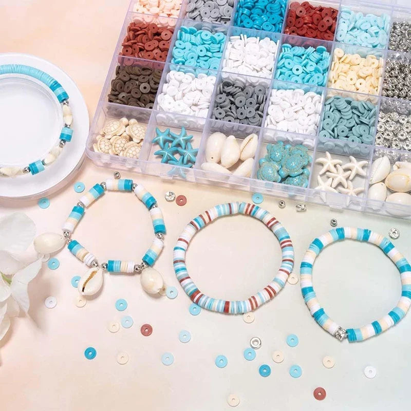 Ocean Summer Friendship Bracelet Making Kit – DIY Clay Beads Set for Jewelry, Bracelets, Necklaces & Earrings | | Wiccan Center