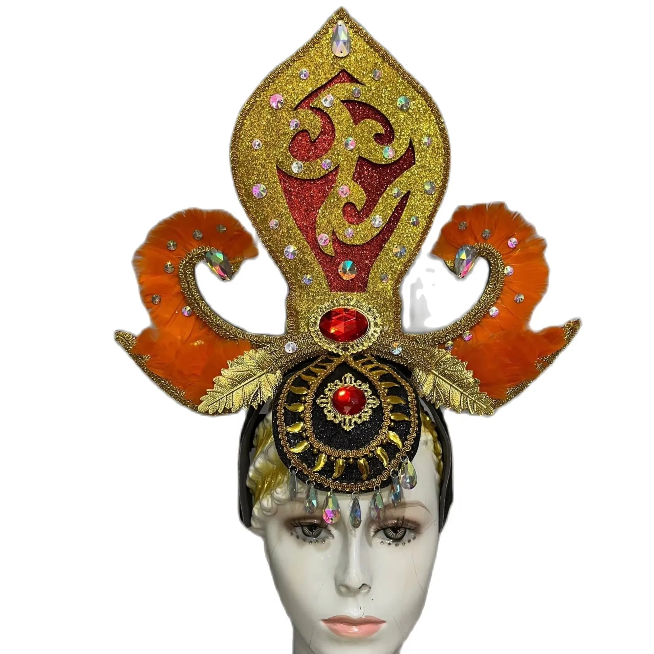 The Stardust Empress – Deluxe Feathered Samba & Carnival Crown