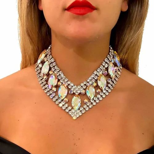 AB Rhinestone V Shape Crystal Drop | Necklaces | Wiccan Center