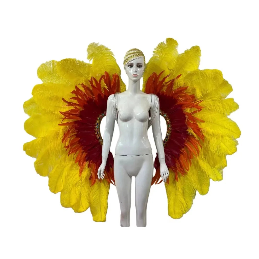 Two-Tone Feather Wing Backpiece Stage Costume Accessory | Back Pieces | Wiccan Center