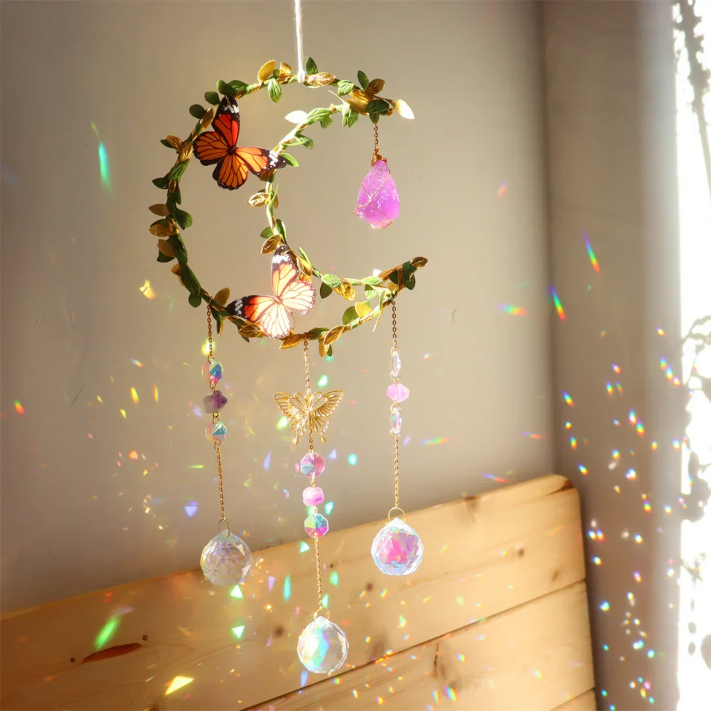 Sun Catcher with Butterfly Floral Vine Design Wedding Decor Home Wedding Party Decoration Ornament | | Wiccan Center