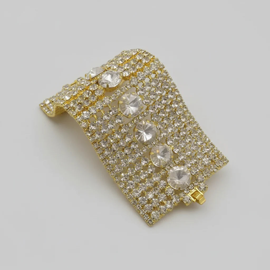 Gold-Plated Crystal Rhinestone Cuff | Bracelets | Wiccan Center