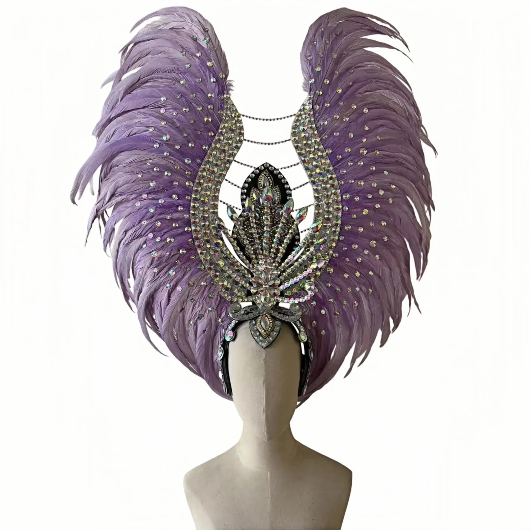 The Stardust Aurora Feather Headdress – Light Purple Cabaret & Carnival Crown | Headdress | Wiccan Center