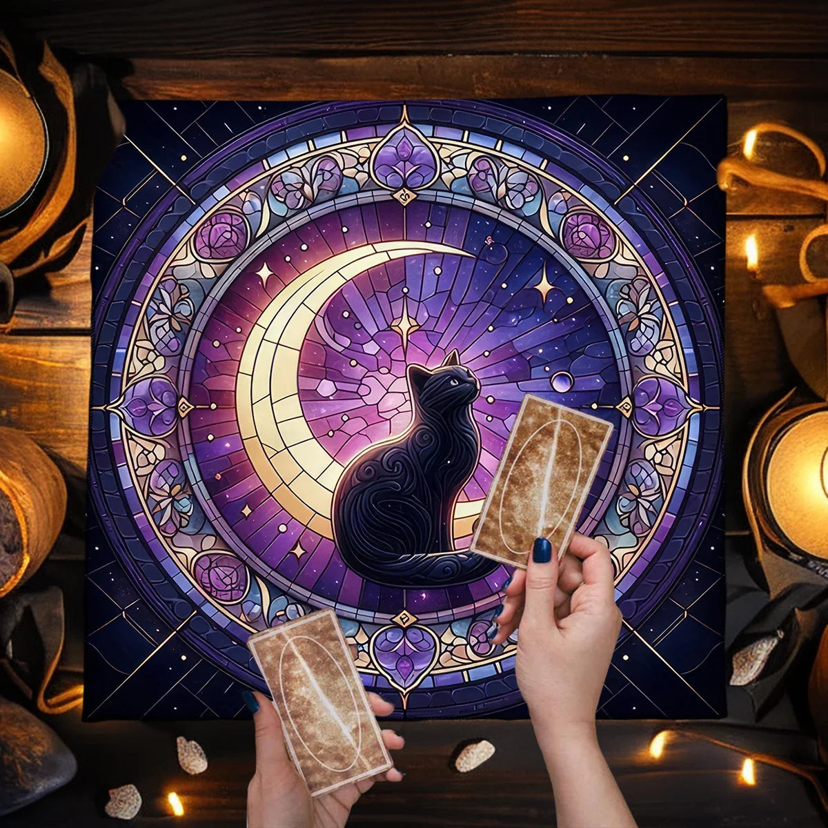 Witchcraft Cat Altar Cloth Tarot Card Tablecloth Moon Pentagram Table Cloth For Divination Cloth Tarot Mat Witch Home Decor | | Wiccan Center