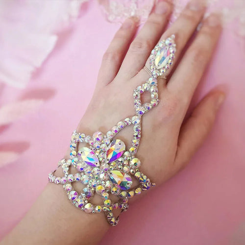 AB Rhinestone Hand Chain Cuff | Bracelets | Wiccan Center