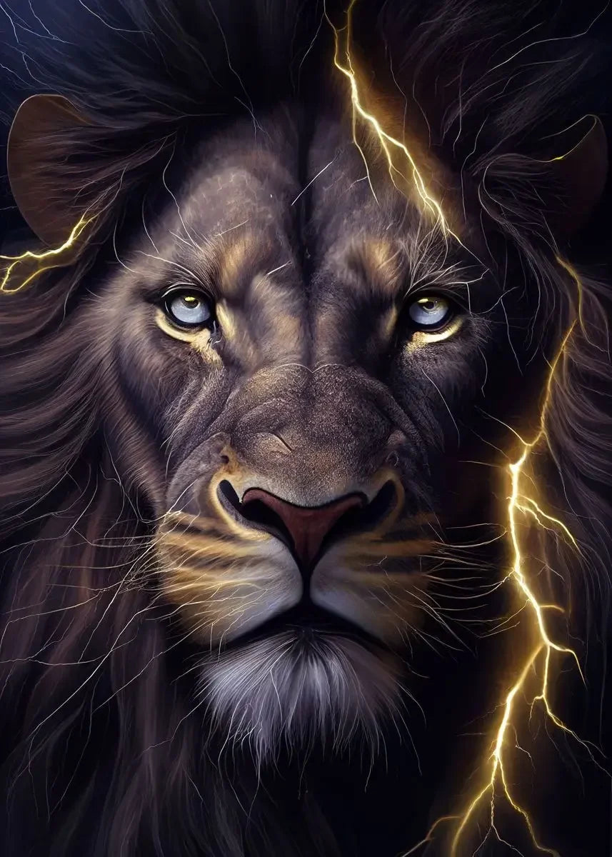 Classic Vintage Animal Wall Art Black Gold Light Coloured Lion HD Canvas Printed Poster Home Living Room Bedroom Decoration