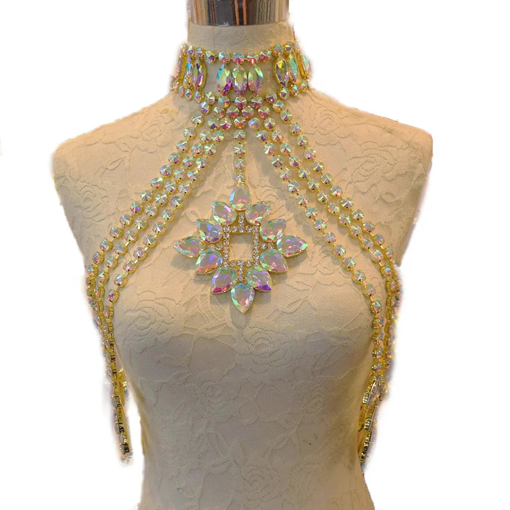 Glass Rhinestone Crystal Choker Body Adornment