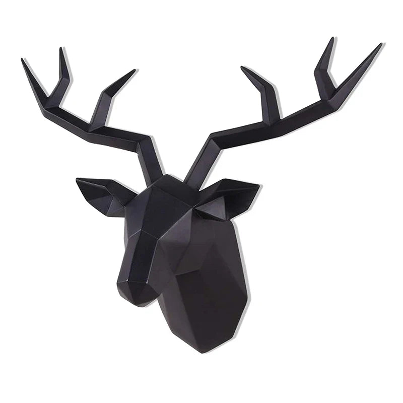 Deer Head Sculpture Animal Statue Figurines Wall Hanging Creative Elk Art Antlers Statuette for Office Decoration Wall Mount | | Wiccan Center