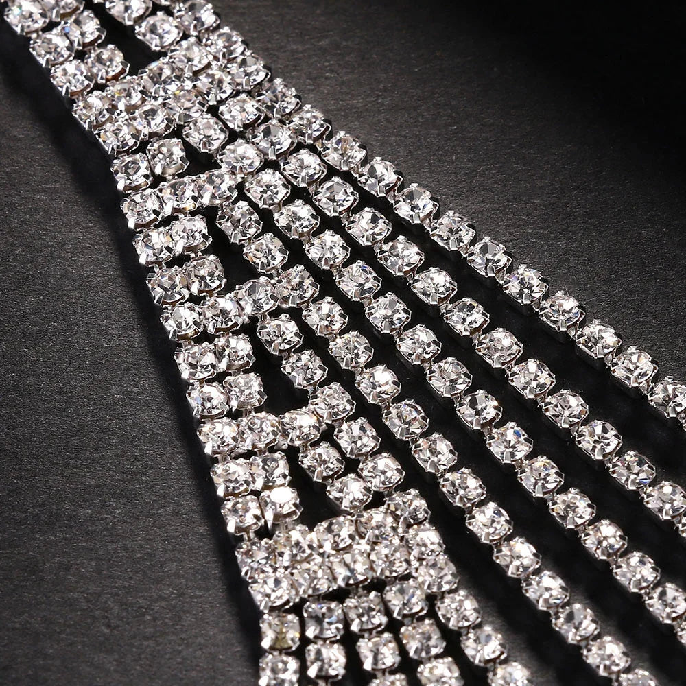 Showgirl Rhinestone Shoulder Chain & Tassel Body Jewelry