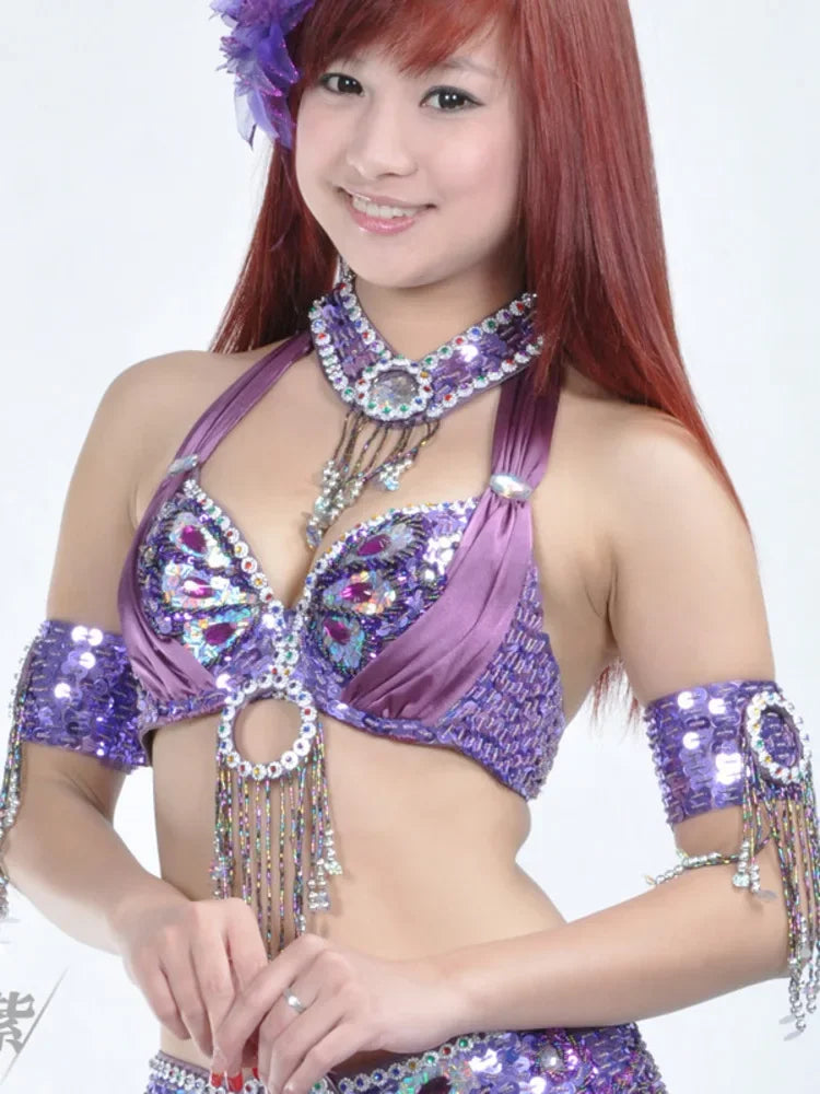 The Stardust Oasis Sirena – Sequined & Beaded Push-Up Belly Dance Bra Top | Costume Tops | Wiccan Center