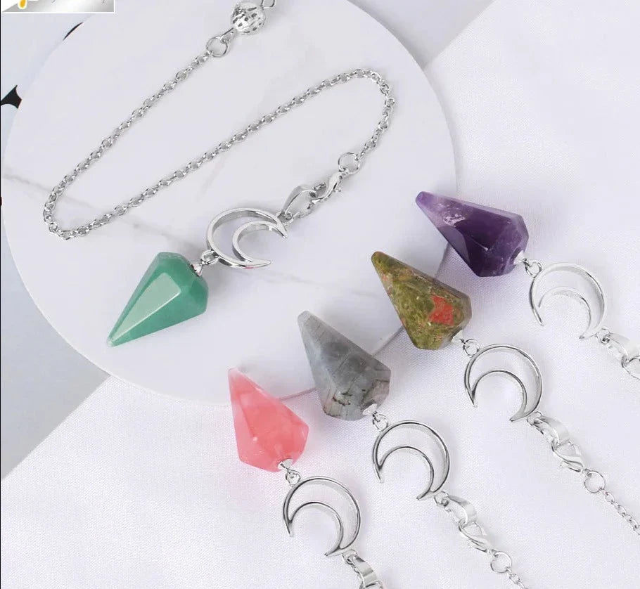 Crystal Crescent Moon Pendulums | Pendulums | Wiccan Center