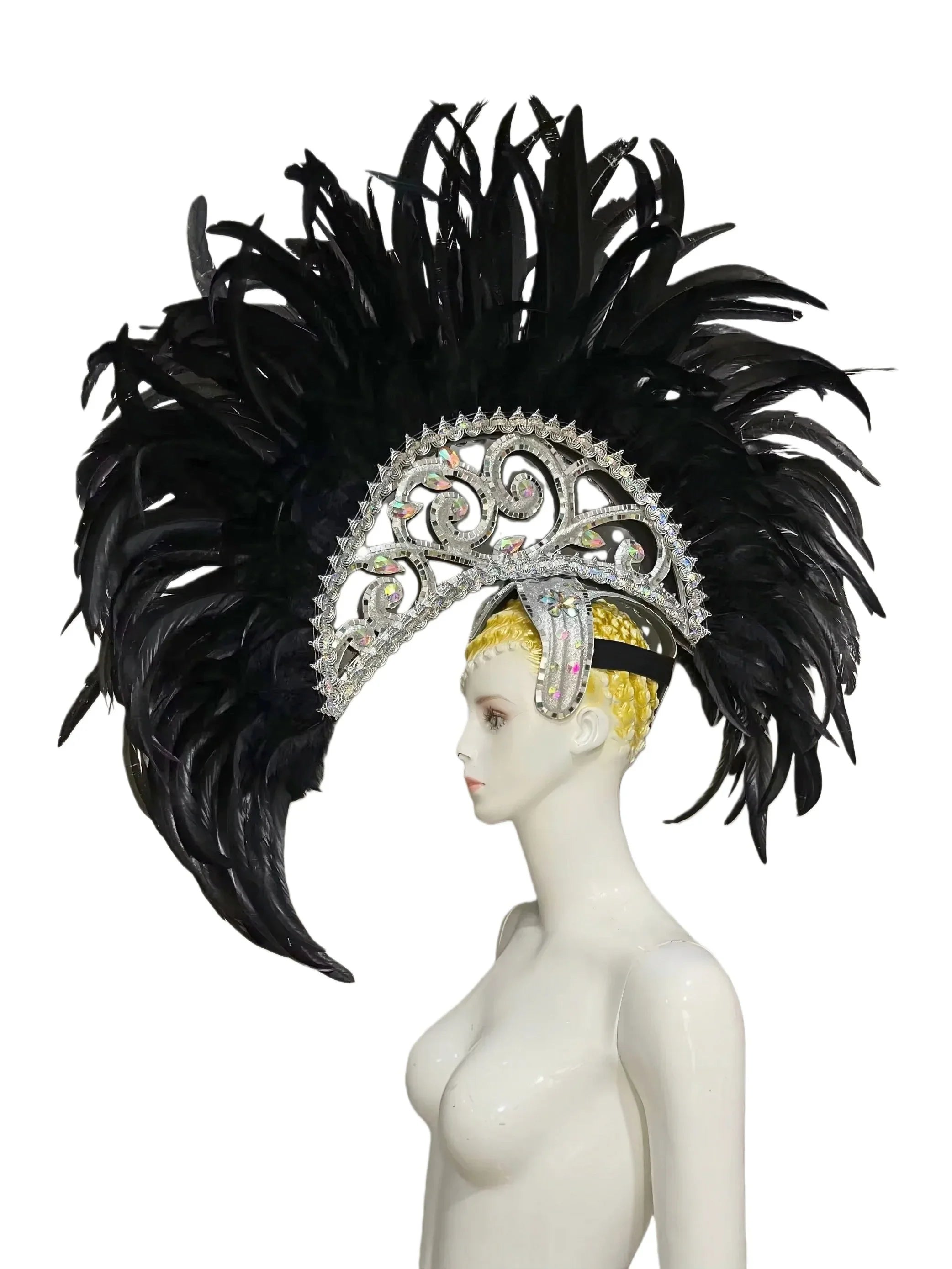FASHIONABLE AND EXQUISITE HEADDRESS FEATHERS SAMBA DANCE CARNIVAL HALLOWEEN PARTY LATIN DANCE BAR PERFORMANCE HAT MASQUERADE