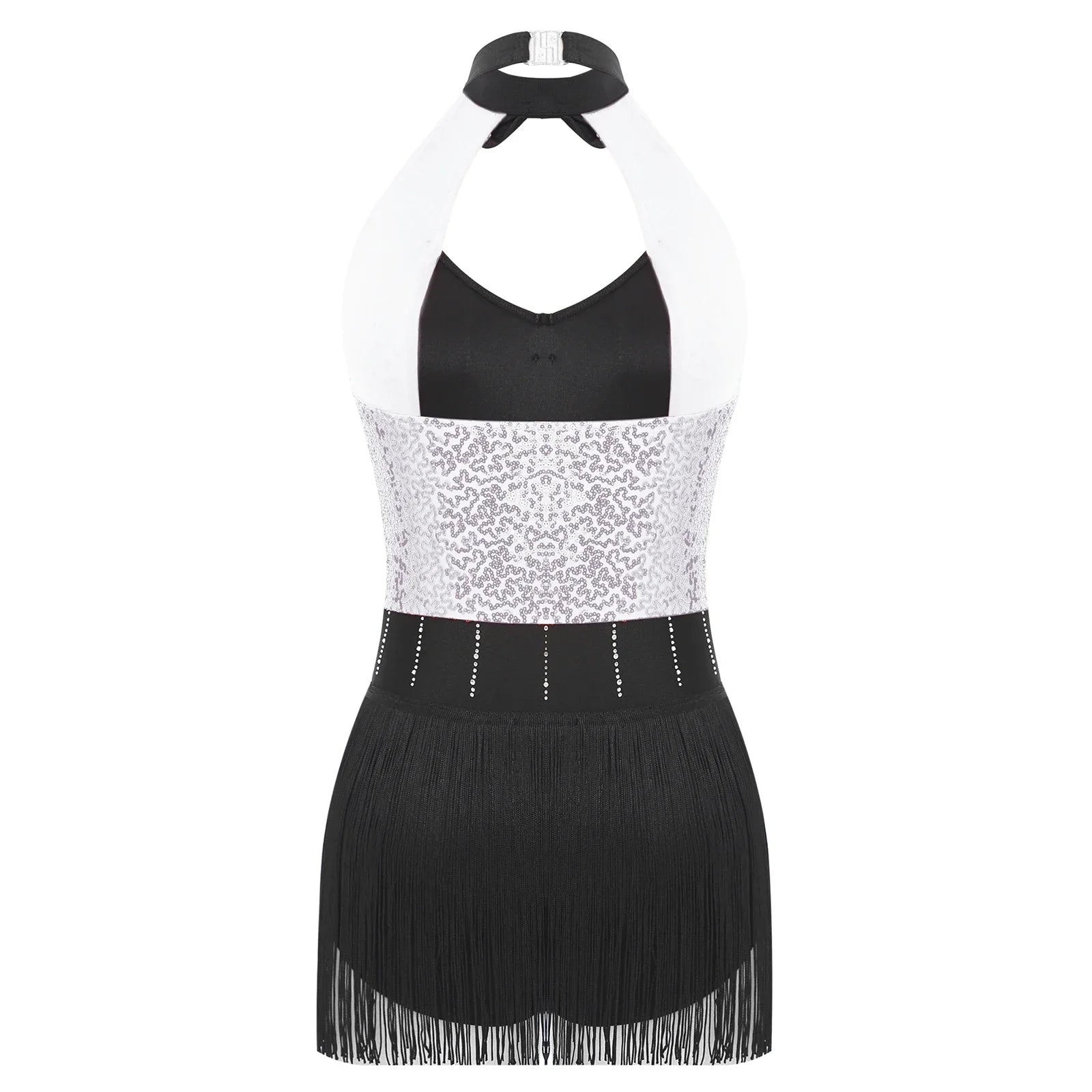 The Stardust Tuxedo Tassel Bodysuit – Luxury Sequins & Rhinestone Showgirl Leotard